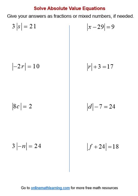 Absolute value problems worksheet. We have a wonderful assortment of absolute value wo...