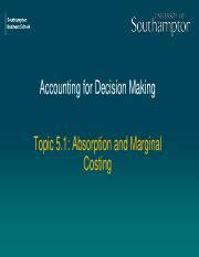 Absorption Costing for Decision making