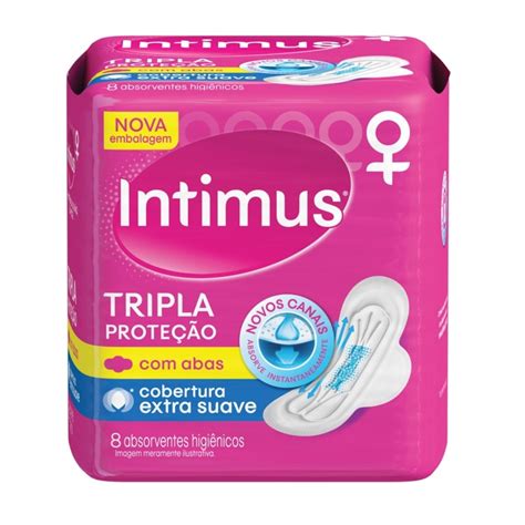 Absorvente Intimus Tripla Proteção Suave com Abas – 8 Unidades.