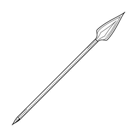 Abstract Black Simple Line Spear Weapon Doodle Outline Element Vector