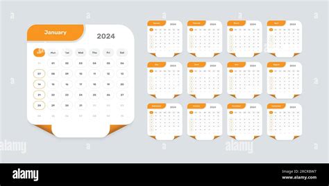 Abstract Designed Modern Calendar Template of 2024 with Accurate Date