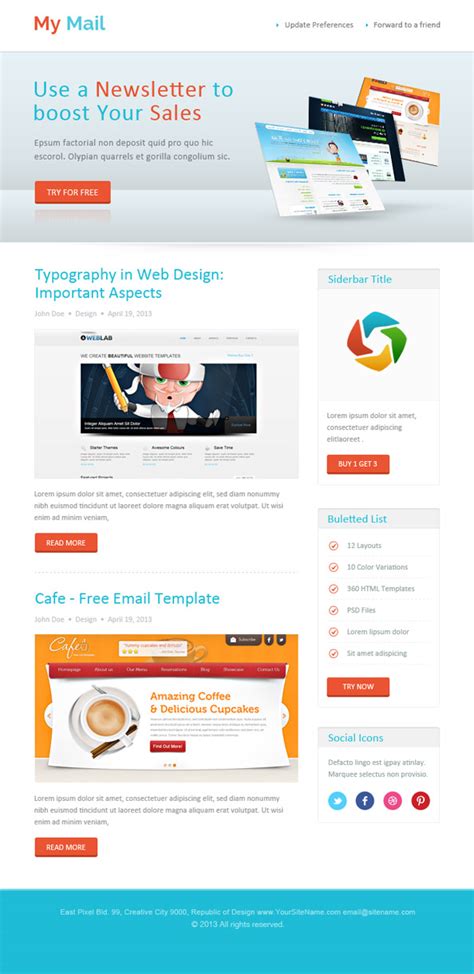 Abstract HTML Newsletter Template Free Mail Templates