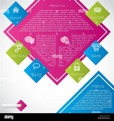 Abstract and Colorful Website Template Design Stock Vector