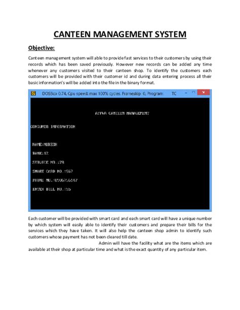 Abstract for canteen management system.  It enhances customer This document is a p...