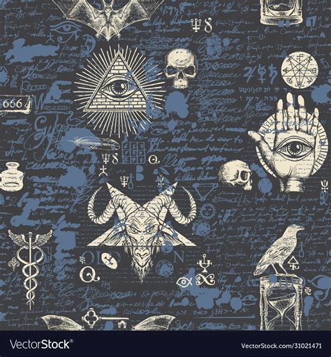 Abstract seamless pattern on a satanic theme Vector Image