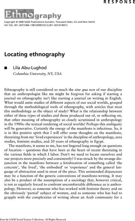 Abu Lughod locating ethnography