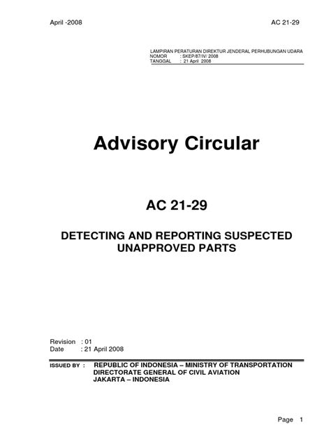 Ac 21 29c Chg 2 Detectning and Reporting Unapproved Parts