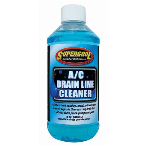 Ac drain line cleaner. Clean the drain line: Mix equal parts water and bleach and pour it into the drain line to kill any algae or mold inside. Let the solution sit for about 30 minutes, then flush the line with clean water to remove the bleach solution. 3. Use Algaecide Tablets. Algae growth is a common cause of air conditioner drain clogs. 