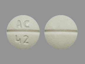 Ac42 pill. Further information. Always consult your healthcare provider to ensure the information displayed on this page applies to your personal circumstances. Pill Identifier results for "AC 42 White and Round". Search by imprint, shape, color or drug name. 