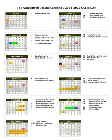 Academic Calendar Coastal Carolina University