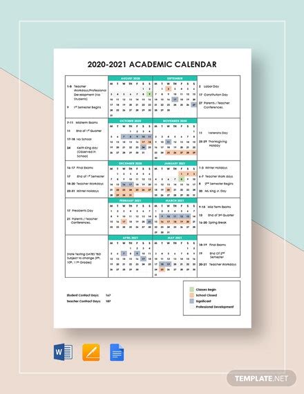 Academic Calendar Forma