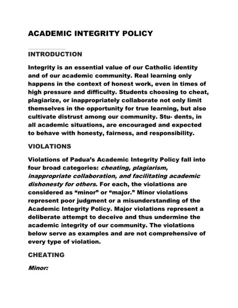 Academic Integrity Policy - California State University, Bakersfield