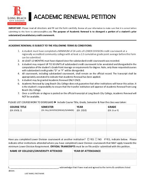 Academic Renewal LBCC - CourseLeaf