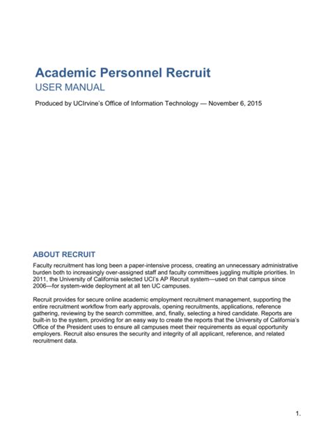 Office of Academic Personnel UC Recruit Team. Post navigation. ... Email Us — acadpers@uci.edu Academic Personnel Directory. Address. University of California, Irvine Academic Personnel 354 Aldrich Hall Irvine, CA 92697-1015. Related Sites. Academic Senate ADVANCE Program for Equity & Diversity Graduate Division. 