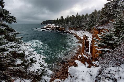 Acadia national park winter. Acadia National Park is located along the rugged coastline of Maine. It was the first national park east of the Mississippi River, and is the site of the highest mountain along the eastern seaboard in North America (Cadillac Mountain). ... In the winter, due to Acadia's coastal location, snow and weather conditions change rapidly. Temperatures ... 