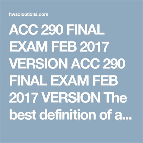 Acc 290 Final Exam Feb 2017 Version