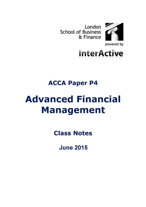 Acca p4 2012 Notes