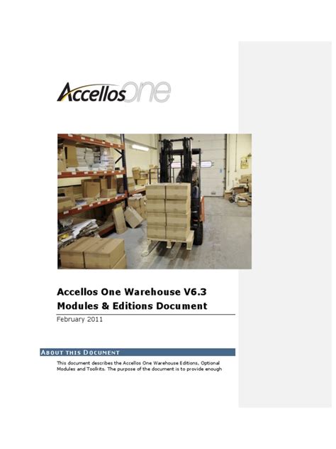 Accellos One Warehouse V6 3 Modules Editions Document