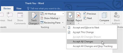 Accept MS Word 2016