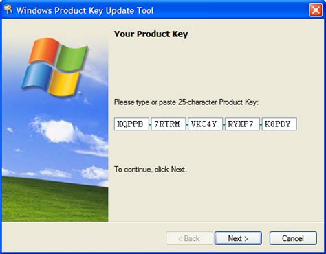 Accept MS windows XP for free key