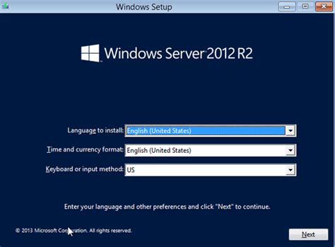 Accept OS windows server 2012 new
