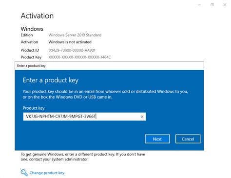 Accept operation system win server 2019 for free key