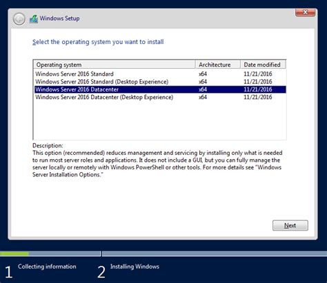 Accept operation system windows server 2016 ++