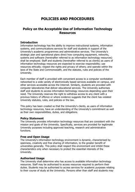 Acceptable Use Policy for Technology