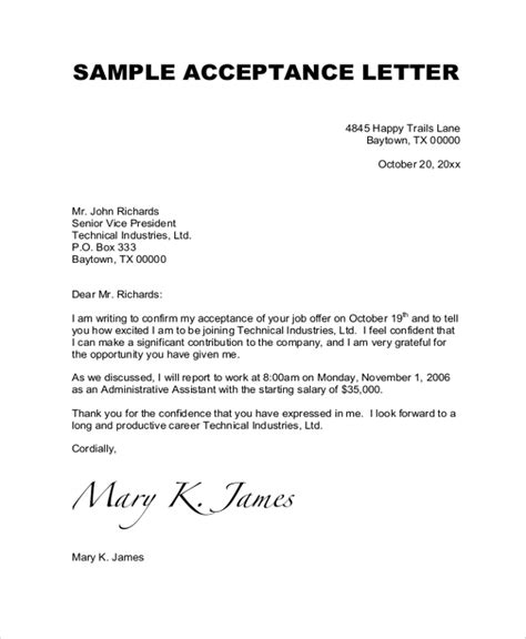 Acceptance Letter