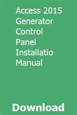 Access 2015 generator control panel installatio manual. - Utopia collettivista e la crisi del socialismo scientifico.
