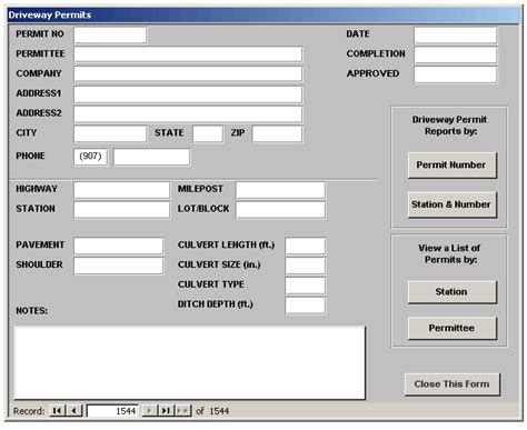Access Application for tracking Driveway Permits