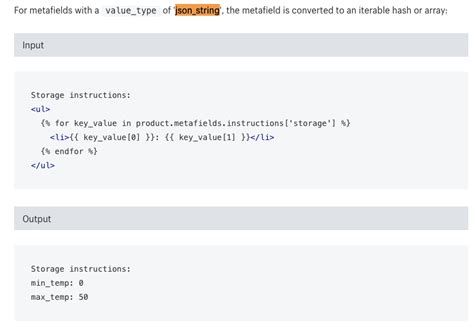 Access JSON lumps in metafields with Shopify Liquid templates