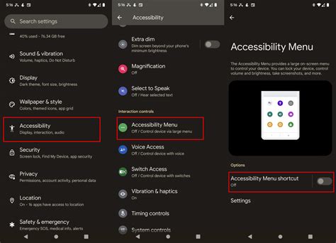 Accessibility settings turn on.  In this section, you can also adjust other s...