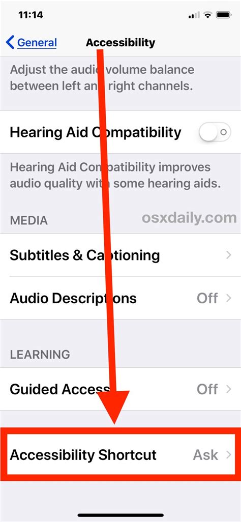 Accessibility shortcut ipad.  All right, our accessibility shortcut setting is curre...