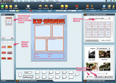 Accessing Template Features in Comic Life 2