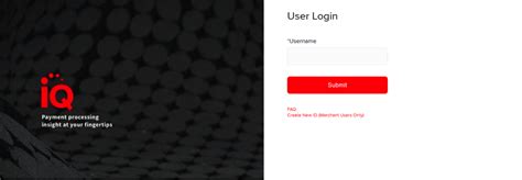 Accessmyiq. Login - IQ. User login Username. Submit. Create new ID - For merchant users only. Login Help. 