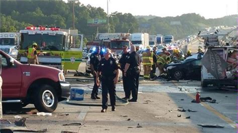 The scene of the fatal crash on I-65 North at the I-40 split Tu