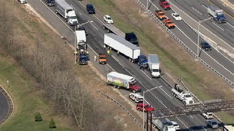 The New Jersey Turnpike in south Jersey is reopened following an accident involving two trucks early this morning but big delays remain. Jackknifed tractor. 