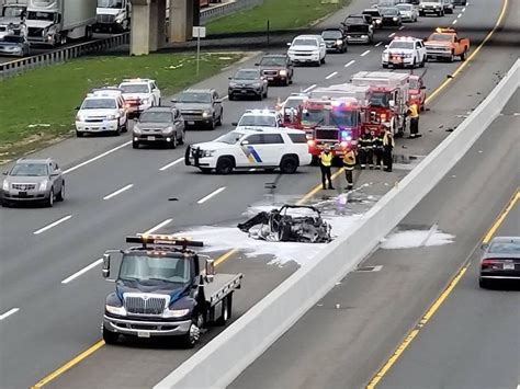 EAST BRUNSWICK, NJ - A dump truck crashed through the guardrail from the truck lanes into the cars-only lanes hitting the jersey barrier and bursting into fl.... 