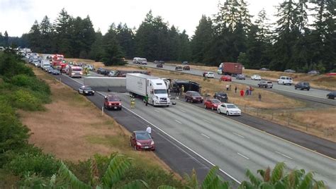 Cleanup efforts went into the evening, and at 10:43 p.m., WSDOT tweeted that traffic was getting by in the left lane and HOV lane on I-5. A spokesperson with Washington State Patrol (WSP) said the .... 
