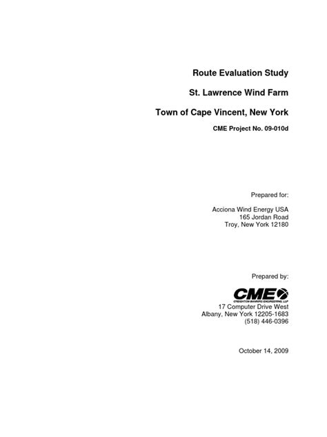 Acciona Cape Vincent FEIS C 5 RouteReport Traffic Plan