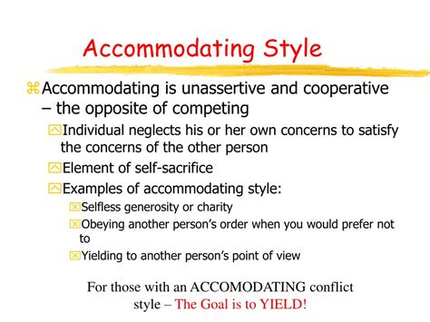 Accommodating conflict management style definition.  Aug 13, 2025 · An accommodating...