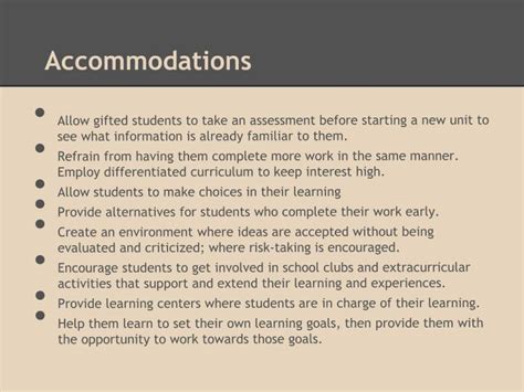 Accommodations For Gifted Students