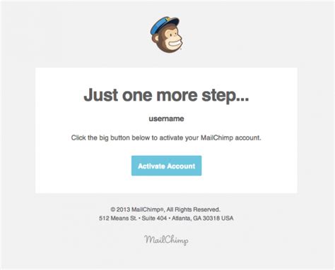 Account Activation Email Design from MailChimp Really Good Emails