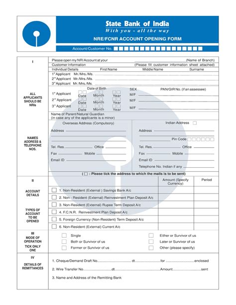 Account Opening Form SBI