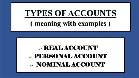 Account Types or Kinds of Accounts Personal Real Nominal