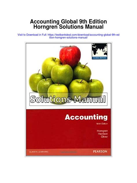 Accounting 9th edition solutions manual by horngren. - Comprendre l'œuvre de bernard b. dadié.