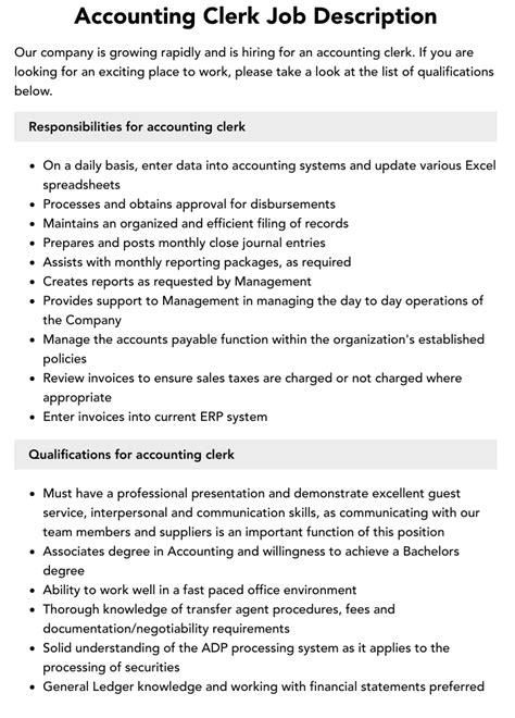 Accounting Clerk Duties, Skills & Responsibilities - Indeed