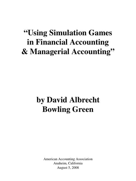 Accounting Simulation And Board Games