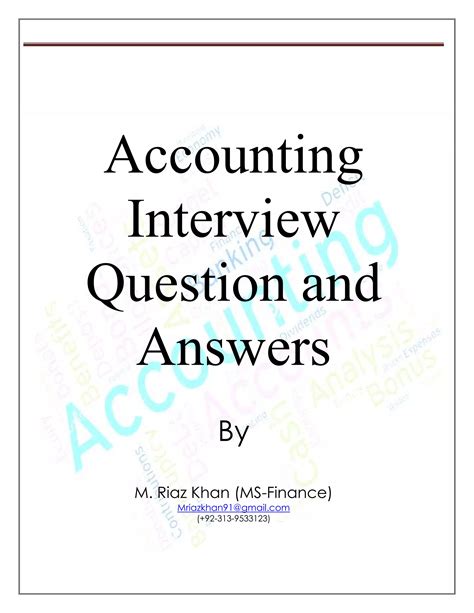 Accounting interview questions and answers by m riaz khan